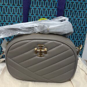 Tory Burch Taupe Quilted Crossbody Bag